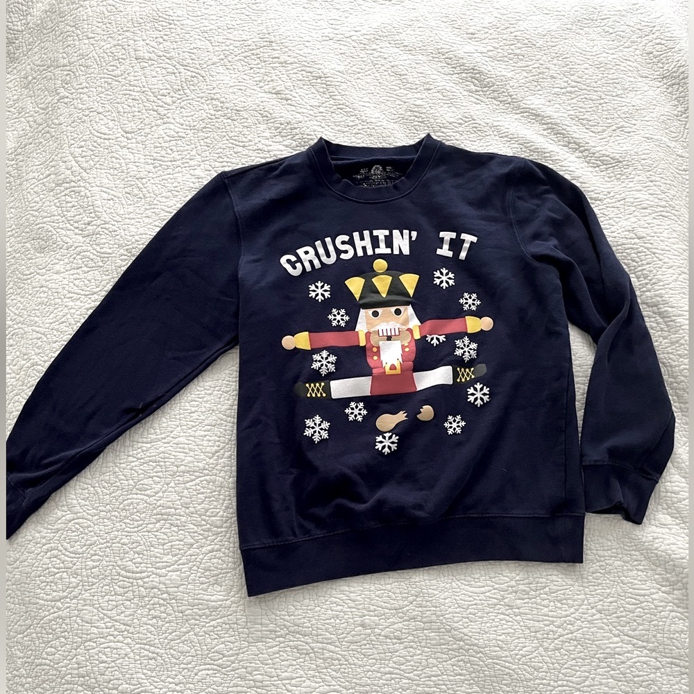Christmas sweatshirt for holiday ugly sweater party - Nutcracker “Crushin It”